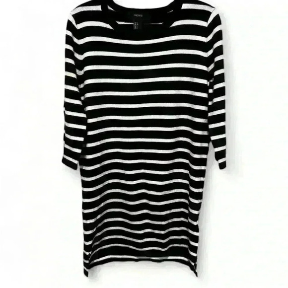 Forever 21 Women's Striped Shift Dress Black 3/4 Sleeve Size Small - Picture 1 of 4